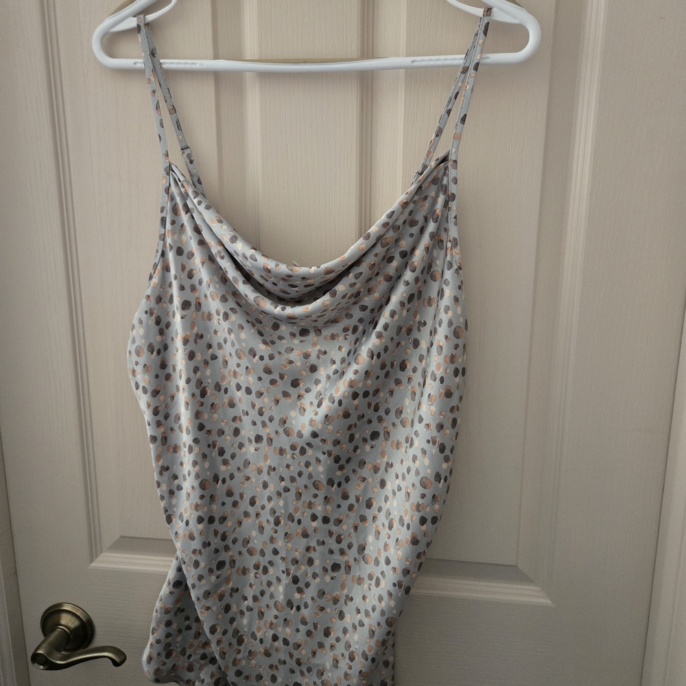 Tash + Sophie Spotted Print Satin Cowl Neck Camisole